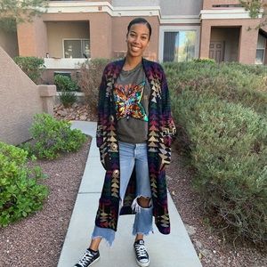 French Rags Southwestern Rainbow Duster Sweater
